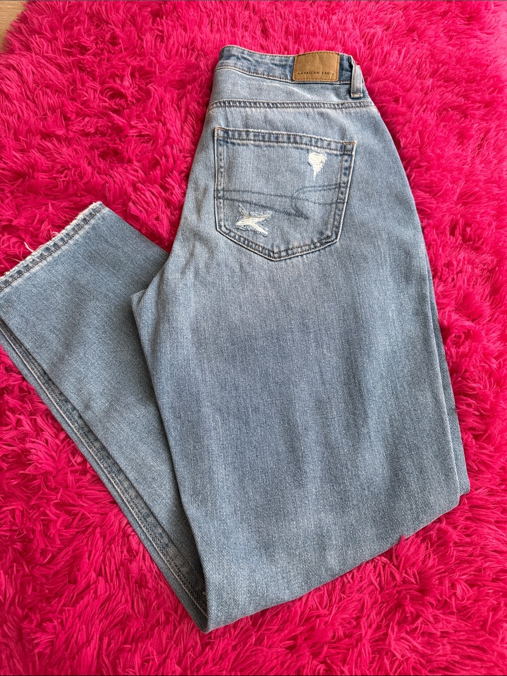 American Eagle Outfitters Straight Leg Light Blue Distressed Jeans